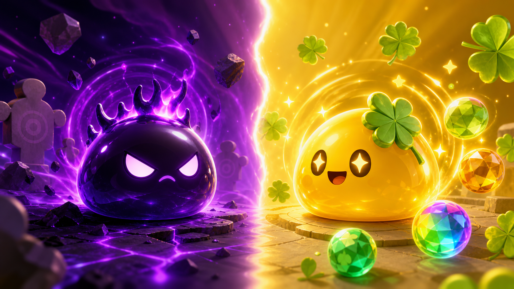 Void Slime damage target compared with Huge Lucky luck support